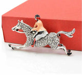 Stunning Vintage Look Silver plated Horse Jockey Celebrity Brooch Broach Pin F25