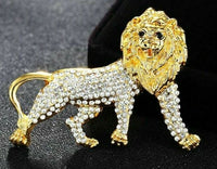 Stunning Vintage Look Gold plated Retro Lion KING Celebrity Brooch Broach Pin Z3