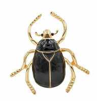 Vintage Look Gold Plated Black Beetle Brooch Suit Coat Broach Pin Collar B49S