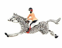 Stunning Vintage Look Silver plated Horse Jockey Celebrity Brooch Broach Pin F25