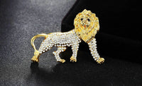 Stunning Vintage Look Gold plated Retro Lion KING Celebrity Brooch Broach Pin Z3