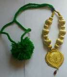 Traditional Punjabi Folk Bhangra Gidha Kaintha Pendant in Green thread necklace