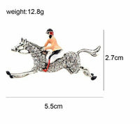 Stunning Vintage Look Silver plated Horse Jockey Celebrity Brooch Broach Pin F25