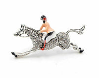 Stunning Vintage Look Silver plated Horse Jockey Celebrity Brooch Broach Pin F25