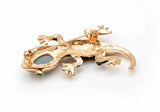 Vintage Look Gold Plated Black Lizard Brooch Suit Coat Gecko Broach Pin Collar G