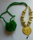 Traditional Punjabi Folk Bhangra Gidha Kaintha Pendant in Green thread necklace