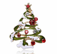Vintage Look Stunning Diamonte GOLD Plated Christmas Tree Brooch Cake Pin B49C