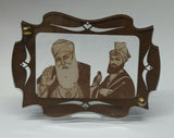 Sikh Guru Nanak Ji Gobind Singh Wood Carved Photo Portrait Sikh Desktop Stand F4
