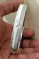 Silver Plated Laser Engraved Khanda Sikh Singh Kaur Khalsa Kara Bangle Kada A8