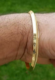 Laser khanda engraved gold plated sikh singh kaur khalsa kara kada bangle aa1