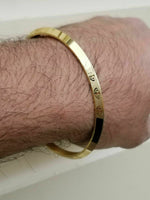 Laser khanda engraved gold plated sikh singh kaur khalsa kara kada bangle aa1