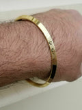 Laser khanda engraved gold plated sikh singh kaur khalsa kara kada bangle aa1