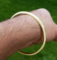 Laser khanda engraved gold plated sikh singh kaur khalsa kara kada bangle aa1