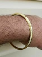 Laser khanda engraved gold plated sikh singh kaur khalsa kara kada bangle aa1