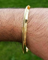 Laser khanda engraved gold plated sikh singh kaur khalsa kara kada bangle aa1