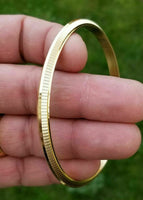 Laser khanda engraved gold plated sikh singh kaur khalsa kara kada bangle aa1