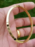 Laser khanda engraved gold plated sikh singh kaur khalsa kara kada bangle aa1