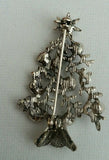 Vintage look stunning diamonte silver plated christmas tree brooch cake pin gift