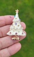 Christmas Tree Brooch Gold Green White Plated Broach Celebrity Queen PIN i17 New