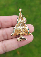 Christmas Tree Brooch Gold Green White Plated Broach Celebrity Queen PIN i17 New