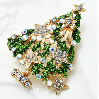 Christmas Tree Brooch Vintage look Gold plated broach Celebrity Queen pin i22