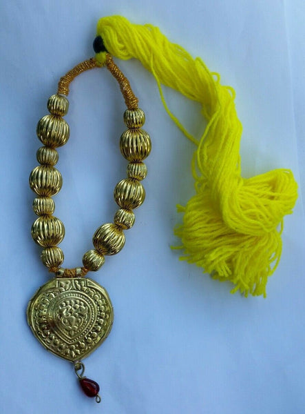 Punjabi folk cultural bhangra gidha kaintha pendant yellow thread necklace m18