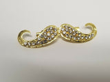 Stunning diamonte gold plated hindu sikh punjabi moustache brooch broach pin