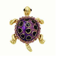 Vintage look gold plated lucky tortoise brooch suit coat broach collar pin b23