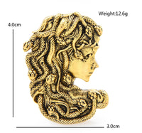 Gold or silver plated snakes head medusa lady celebrity brooch broach pin k17