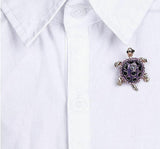 Vintage look gold plated lucky tortoise brooch suit coat broach collar pin b23