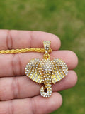 Lord ganesh pendant hindu elephant power necklace gold plated evil eye shield k4