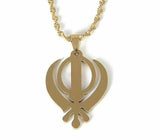 Stunning gold plated steel sikh singh kaur khanda pendant in matching chain b49g