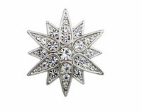 Stunning vintage look silver plated star shaped brooch suit coat broach pin b15