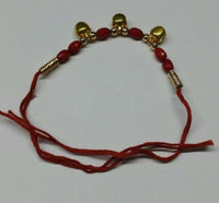Talisman evil eye protection hindu red thread 3 dangling bells lucky bracelet e5