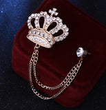 Crown designer brooch stunning gold silver plated vintage look diamonte pin kk
