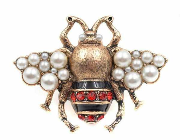 Stunning vintage look gold plated gold honey bee brooch suit coat broach pin z7r