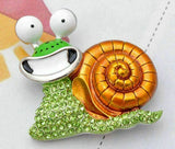 Vintage look silver plated green snail brooch suit coat broach collar pin b480k
