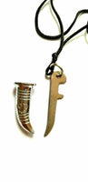 Stainless steel sikh singh kaur sword khanda engraved pendant in thread necklace