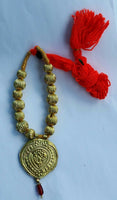 Punjabi folk cultural bhangra gidha kaintha pendant orange thread necklace m21