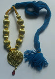 Punjabi folk cultural bhangra gidha kaintha pendant turquoise thread necklace n3