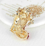 Stunning diamonte gold plated vintage look christmas santa boot brooch pin b49a