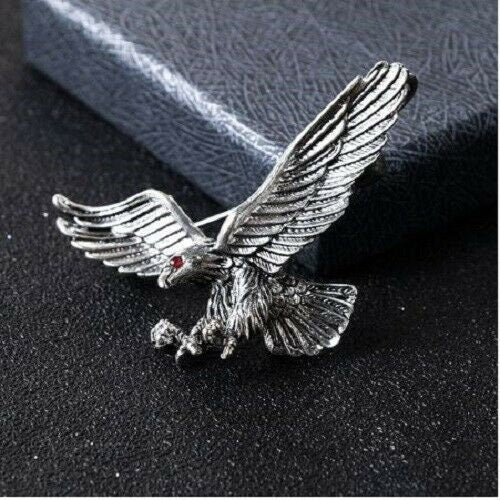 Vintage look silver plated flying eagle brooch suit coat broach collar pin b16