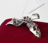 Vintage look silver plated flying eagle brooch suit coat broach collar pin b16
