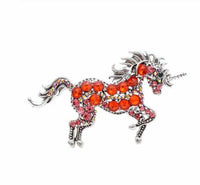 Stunning vintage look silver plated unicorn horse celebrity brooch broach pin ff