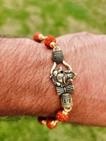 Rudraksh mala natural beads evil eye protection lucky lord ganesh bracelet cc22