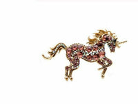 Stunning vintage look gold plated unicorn horse celebrity brooch broach pin f18