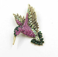 Humming bird brooch vintage look gold plated  suit coat broach collar new pin b8