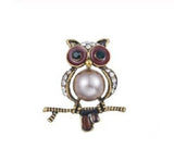 Vintage look gold plated stunning owl brooch suit coat broach collar pin b21