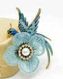 Vintage look gold plated blue peacock brooch suit coat broach collar pin b480i