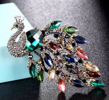 Multicolour peacock big brooch vintage look gold plated suit coat broach pin zy3